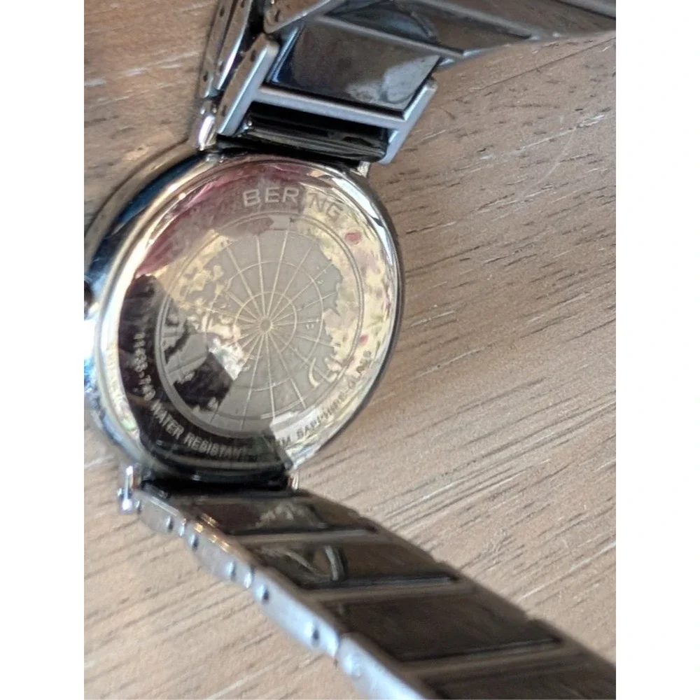 Bering‎ Women's Watch 11435-749 Quartz Black Dial Ceramic Silver Steel Band